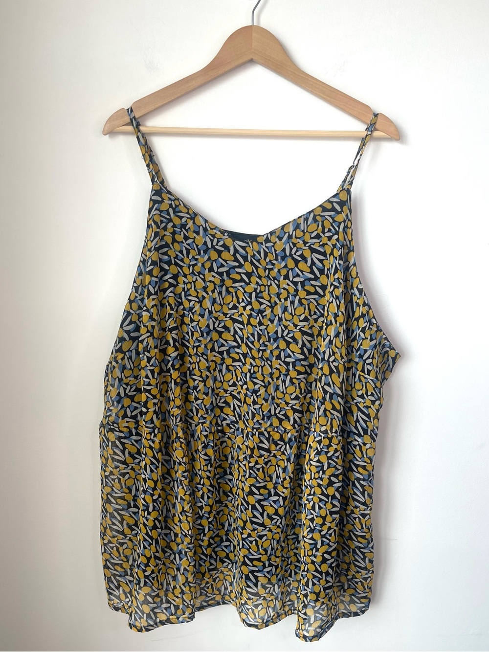 ellos Yellow and Black Floral Spaghetti Strap Cami size 26